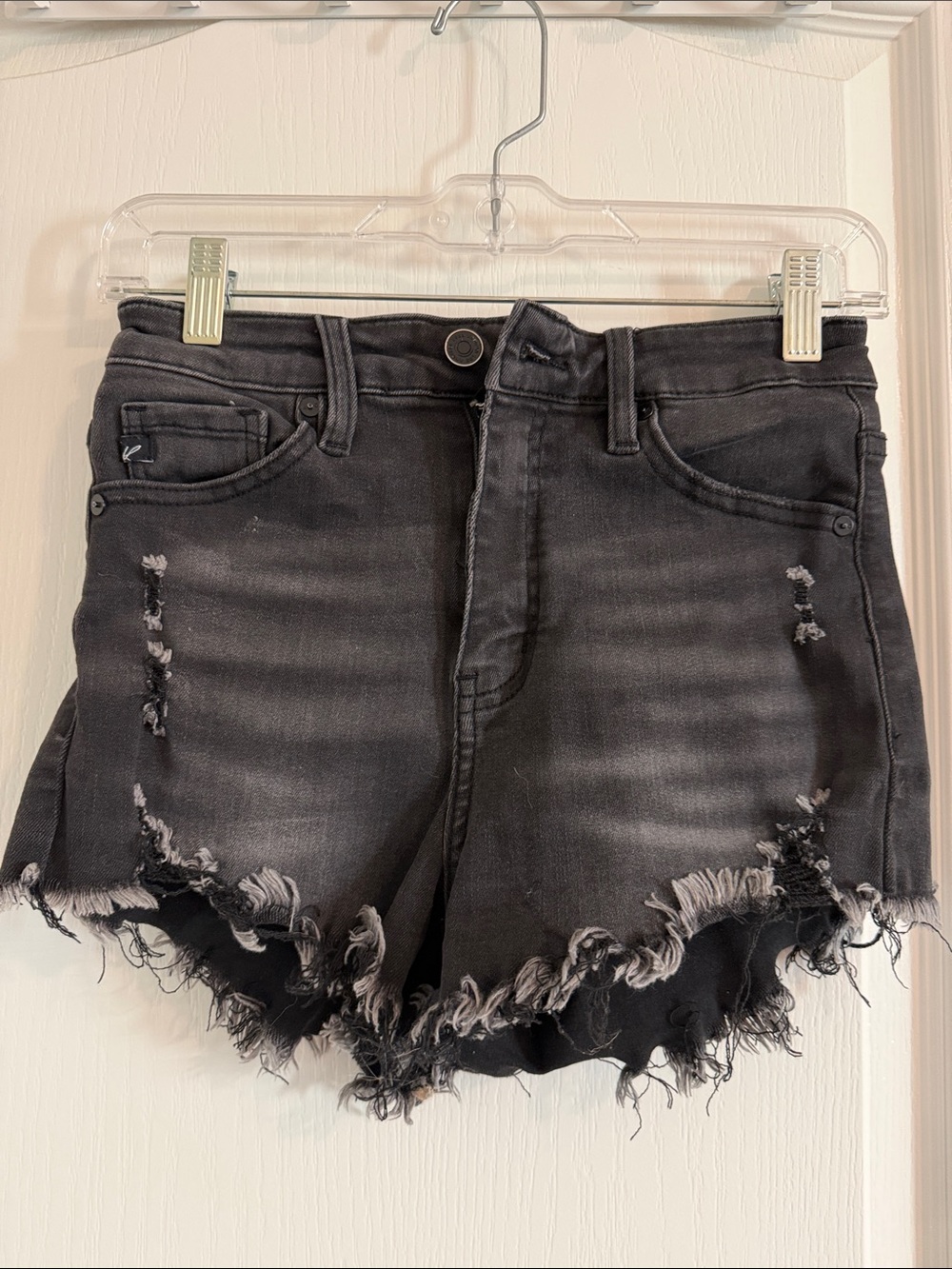 KanCan Black Distressed Frayed Hem Jean Shorts